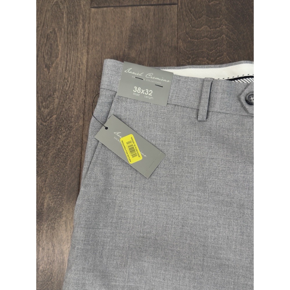 NWT Daniel Cremieux Signature Men Grey Flat Front Dress Pants Trouser Size 38X32 - Picture 2 of 8